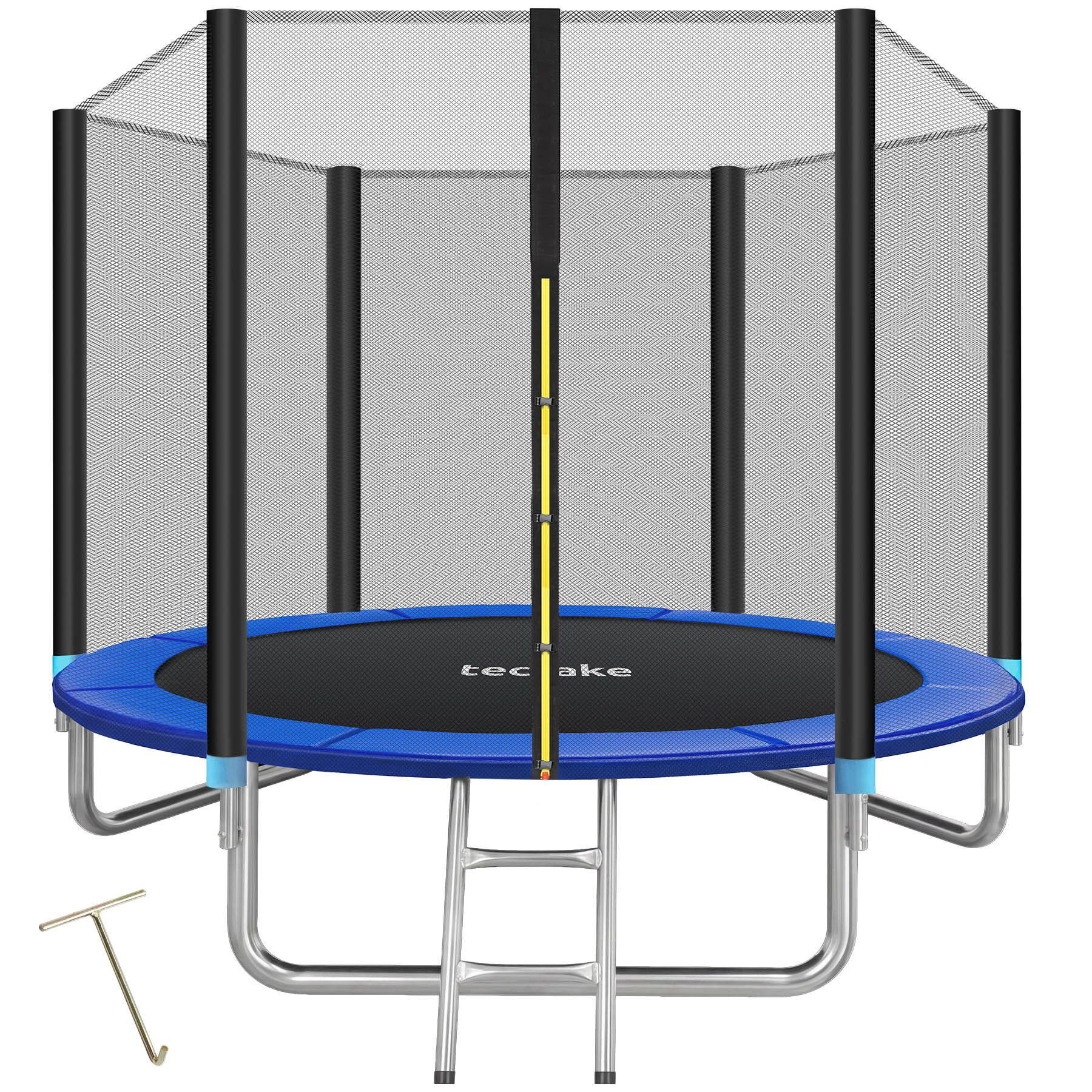 TRAMPOLIN Garfunky, inklusive Einstiegsleiter, schwarz/blau - Blau/Schwarz, Metall (244/239/244cm) - tectake