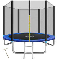 TRAMPOLIN Garfunky, inklusive Einstiegsleiter, schwarz/blau - Blau/Schwarz, Metall (244/239/244cm) - tectake