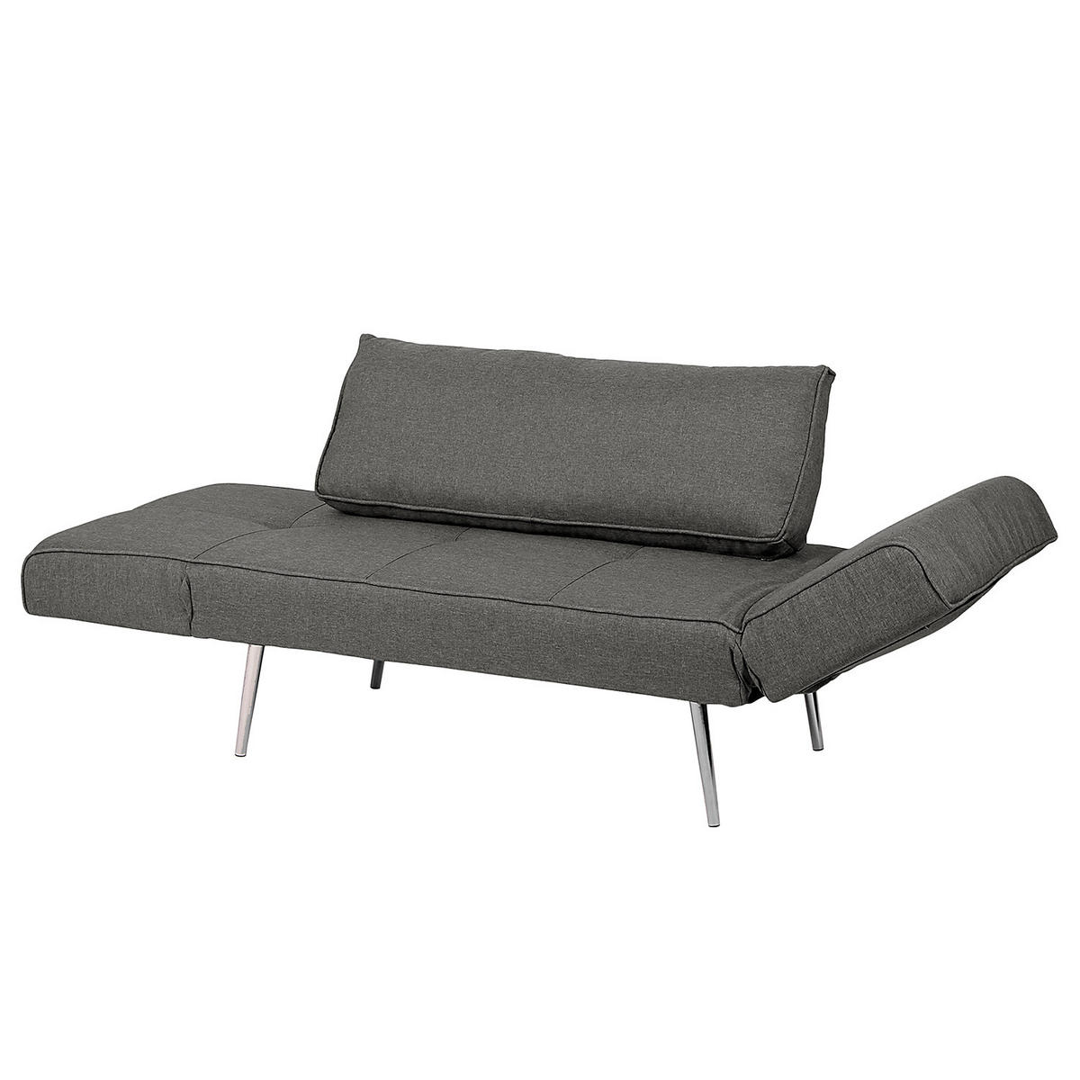 SCHLAFSOFA - Webstoff - Silberfarben/Grau, Textil/Metall (152/74/74cm) - home24