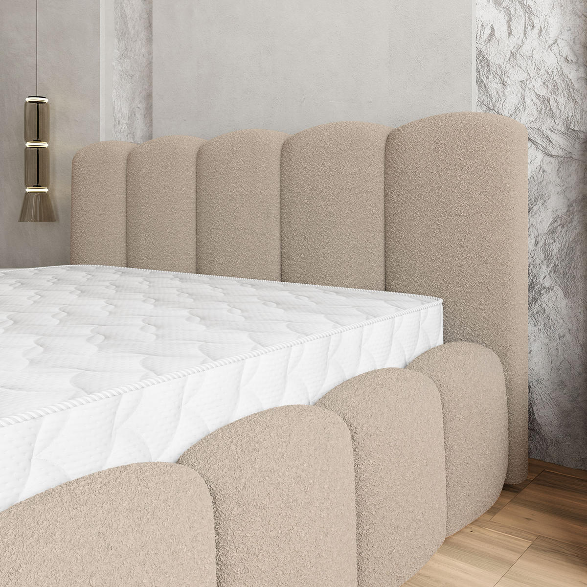 POLSTERBETT FALINA 140x200 cm mit Bettkästen - Beige - Beige, Holz (140/200cm) - MASSENO