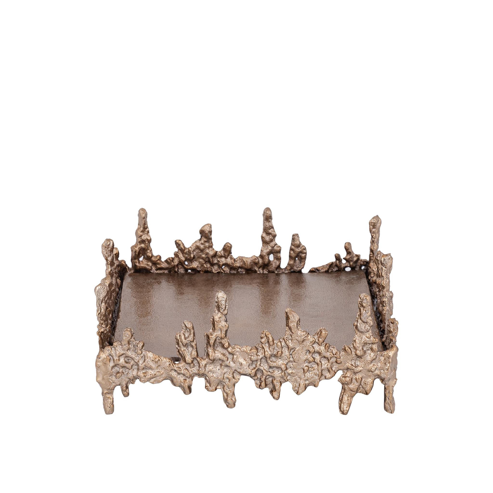 TABLETT Barrie Braun 27/27/12cm - Braun, Metall (27/12/27cm) - PTMD Collection