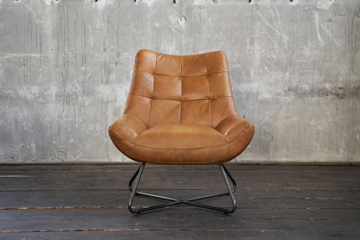 SESSEL SNOOZE Braun Leder - Dunkelbraun/Silberfarben, Leder (82/93/76cm) - KAWOLA