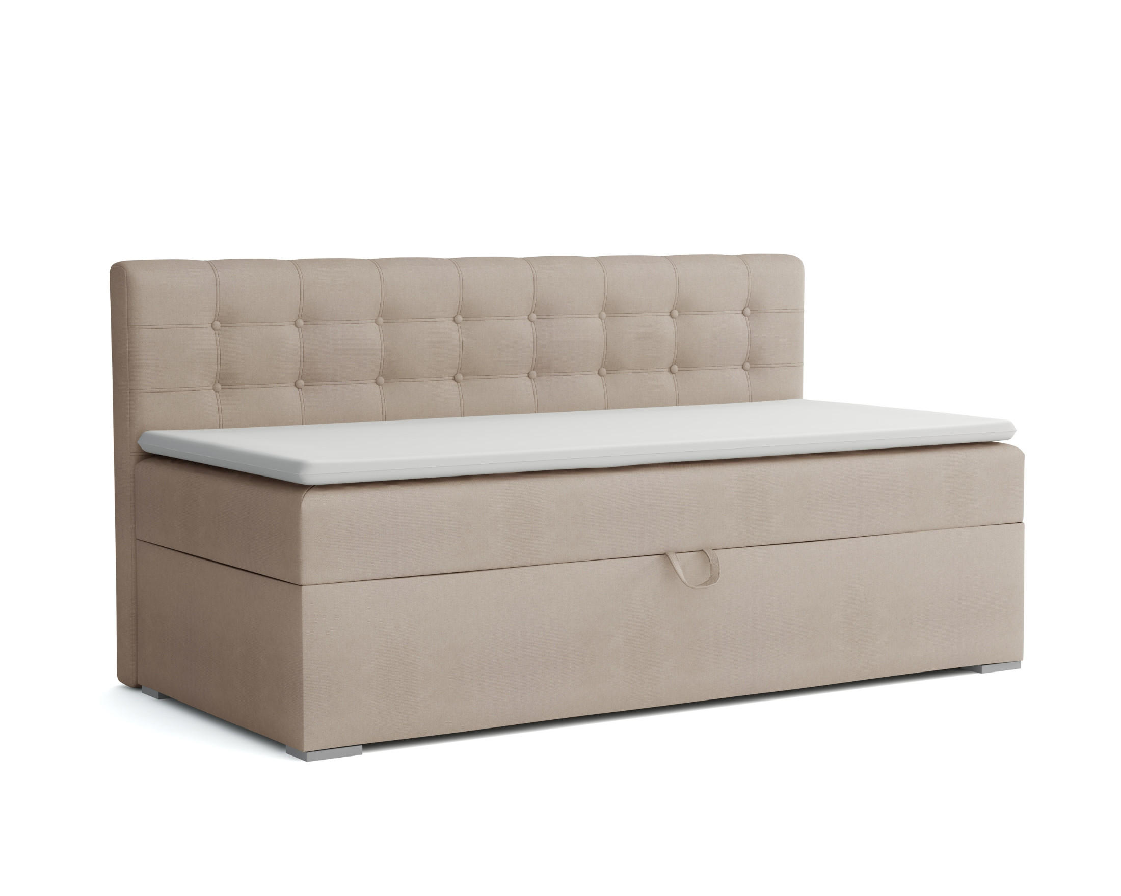 BOXBETT PATI 100/200 Beige mit Bonell-Federkernmatratze H3 - Beige, Holz/Holzwerkstoff (100/200cm) - Deine Möbel 24