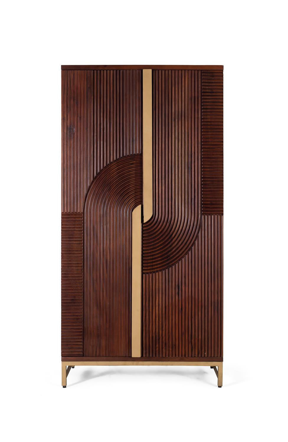 BARSCHRANK aus Mangoholz und Metall - Kirschbaumfarben, Holz (53/179/91cm) - Giner y Colomer
