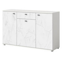 SIDEBOARD weiß Marmor 139 cm, Kommode mit Soft-Close - Schwarz/Weiß, Holzwerkstoff/Kunststoff (138/87/40cm) - Inn.Furn