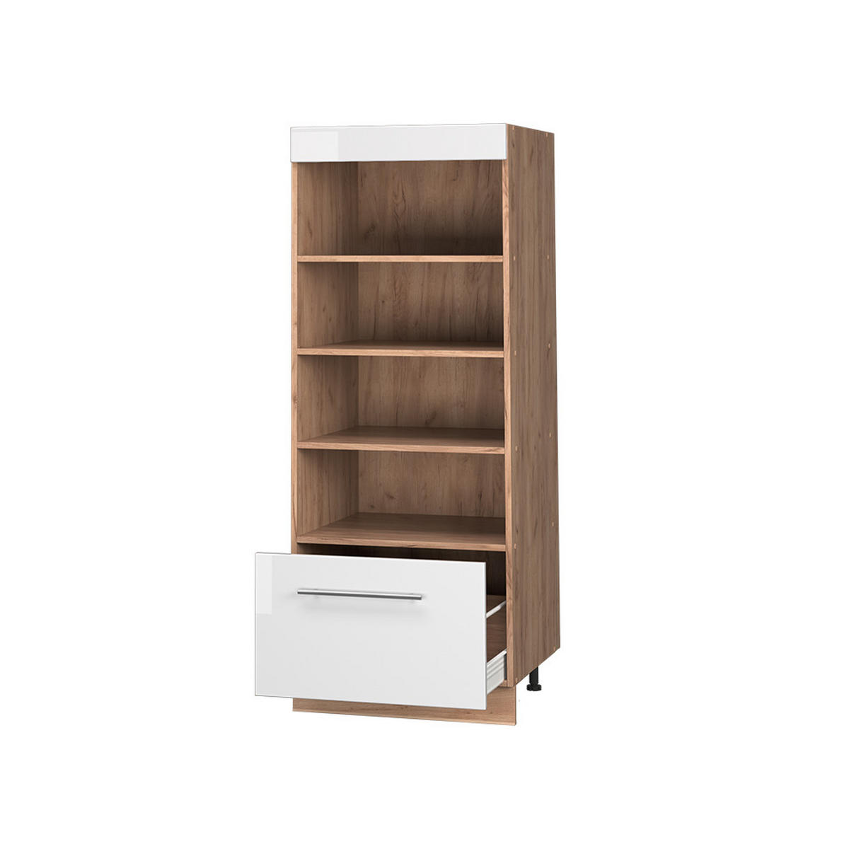 KÖKSHYLLA Fame-Line, Vit högblank/Goldkraft ek, 60 cm - Honungsek/Vit högglans, Träbaserade material (60/153.6/58.1cm) - Vicco