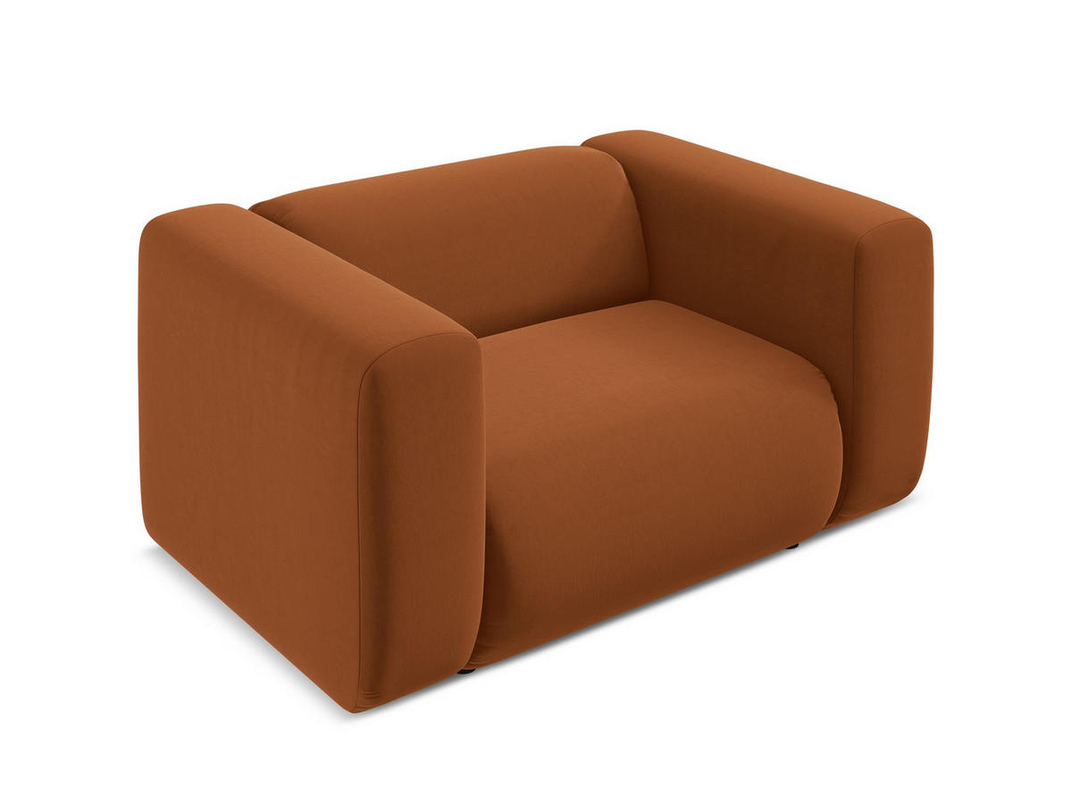 SESSEL Samt Stoff Orange - Terra cotta/Schwarz, Kunststoff/Textil (137/70/89cm) - Makamii