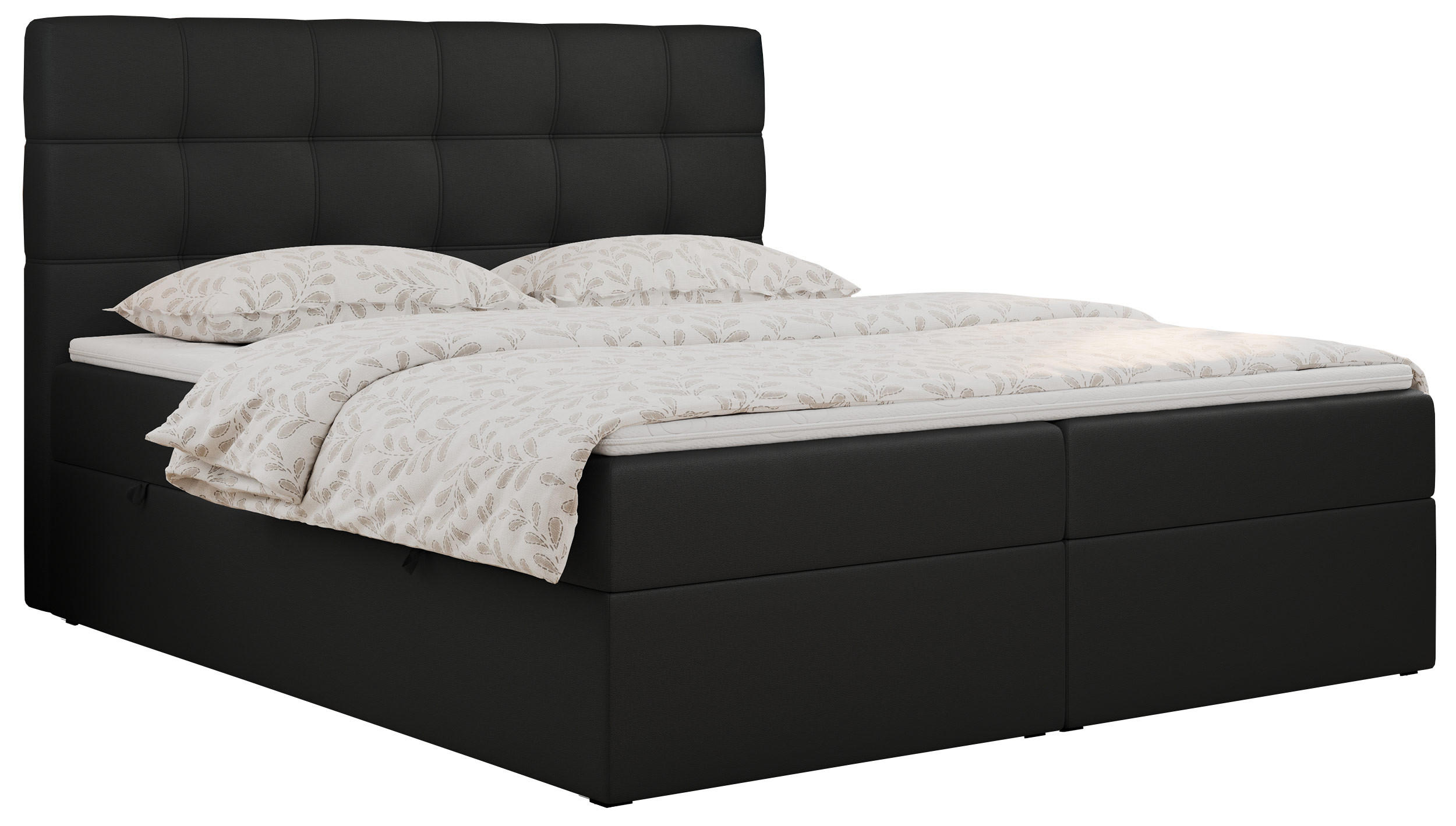 BOXBETT ERNI 120/200 - Schwarz Kunstleder - H3 - Schwarz, Holz/Textil (120/200cm) - MKS