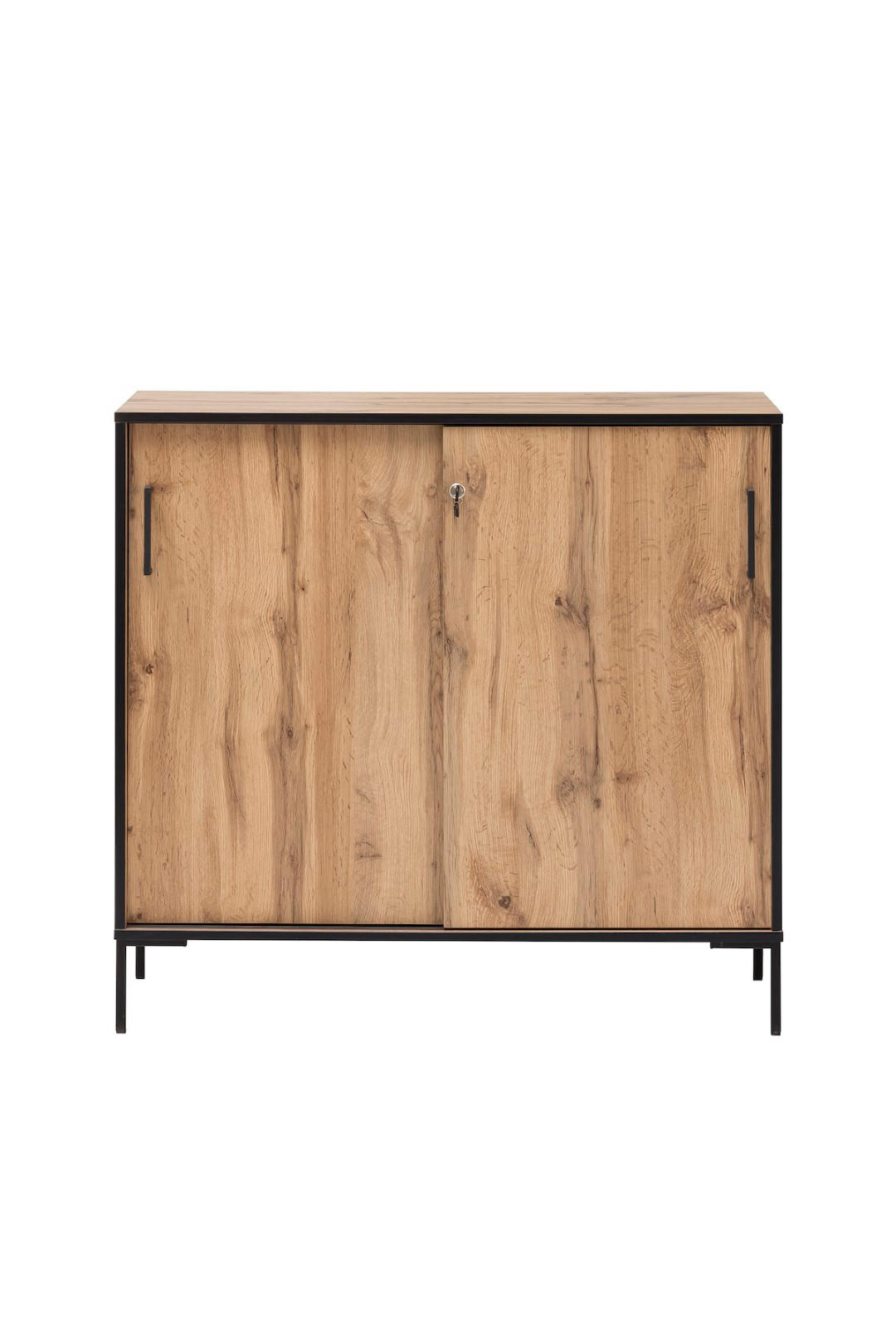 SCHIEBETÜRENSCHRANK Panda 96x100x41 cm 2 Fächern & 2 Schiebetüren Eiche - Eichefarben, Holz (100/96/41cm) - PROREGAL