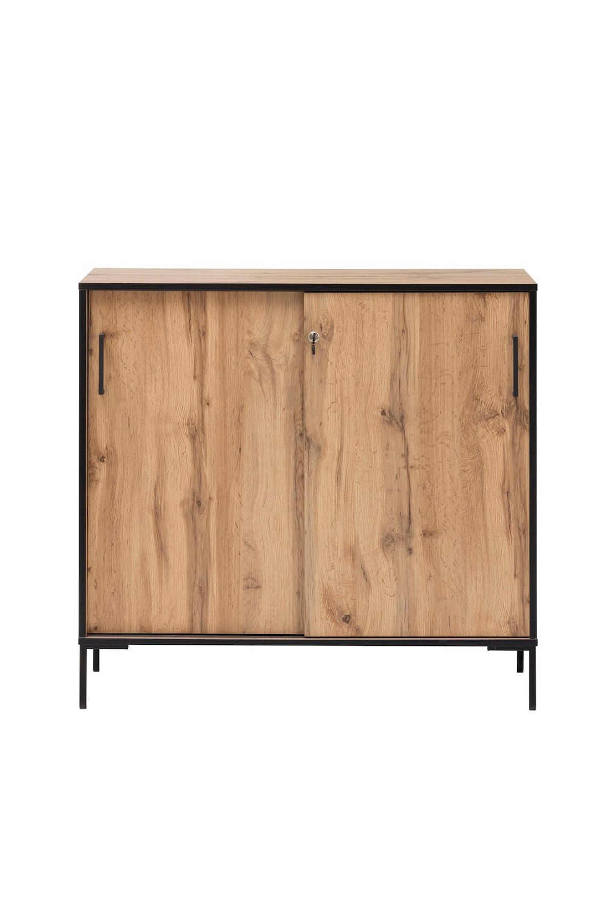 SCHIEBETÜRENSCHRANK Panda 96x100x41 cm 2 Fächern & 2 Schiebetüren Eiche - Eichefarben, Holz (100/96/41cm) - PROREGAL
