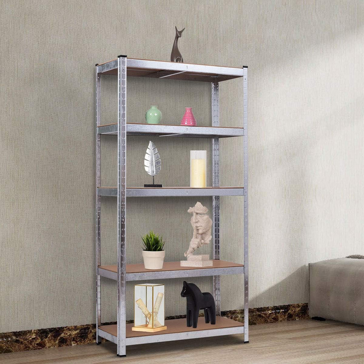 FÖRVARINGSSTÄLL Silver - Silverfärgad, Trä (90/180/40cm) - COSTWAY