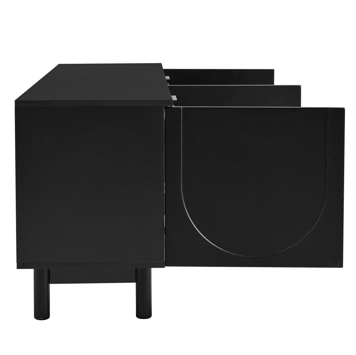 TV-LOWBOARD 175/38/56 cm mit 4 Türen und Push-to-Open-System - Schwarz, Holzwerkstoff (175/56/38cm) - BEAOK
