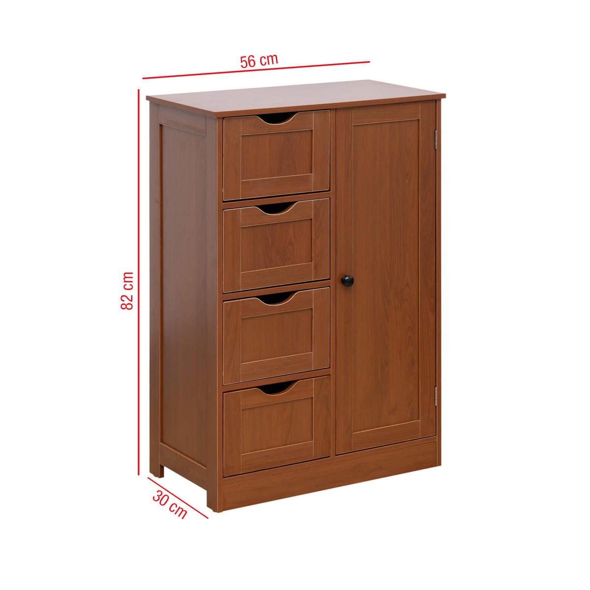 BADEZIMMERSCHRANK Braun 1/56/82 cm - Braun, Holzwerkstoff (1/82/56cm) - Mobili Rebecca