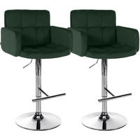 BARHOCKER 2 Samt Dunkelgrün - Chromfarben/Dunkelgrün, Textil/Metall (60/93/56cm) - CLP