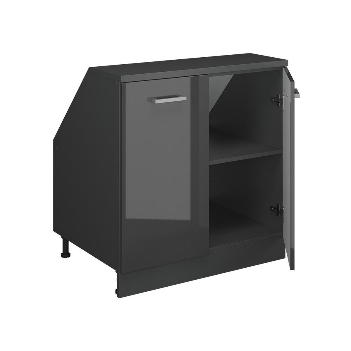 POŠEVNA OMARA Rion Antracit z visokim sijajem 80 x 81.6 cm z 2 vrati, korpus omare globina 60 cm - črna/visok sijaj, leseni material (80/83.8/60cm) - Vicco