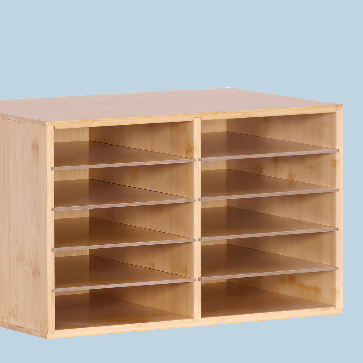 DOKUMENTENABLAGE Natur Bambus 10 Fächer A4 - Braun, Holz/Holzwerkstoff (31/49/31cm) - Relaxdays