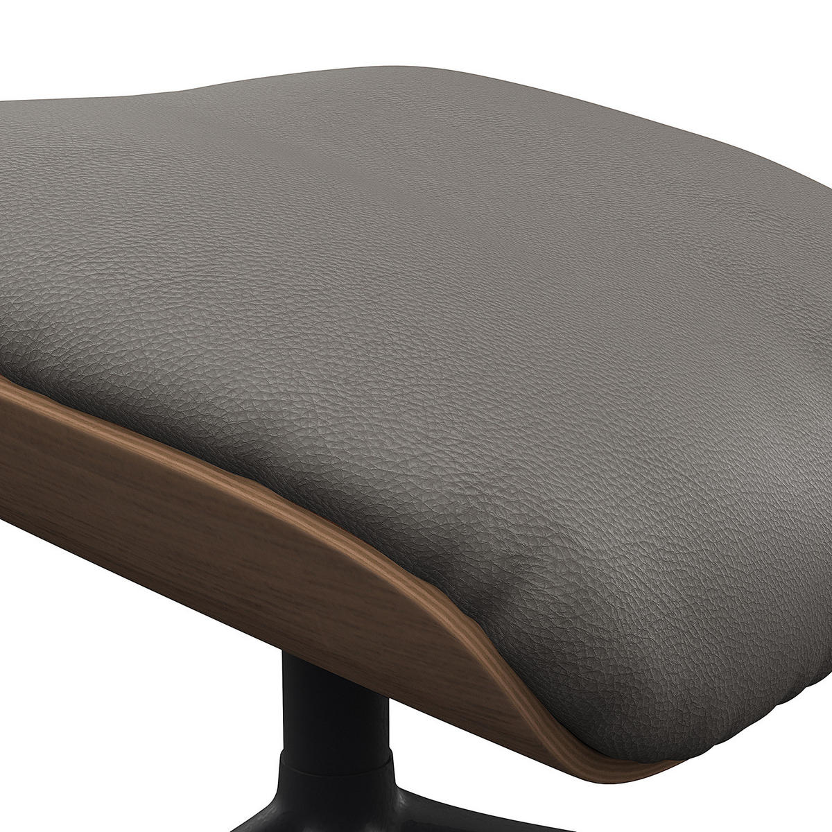 POLSTERHOCKER - Echtleder - Schwarz/Grau, Leder/Metall (49/39/44cm) - home24