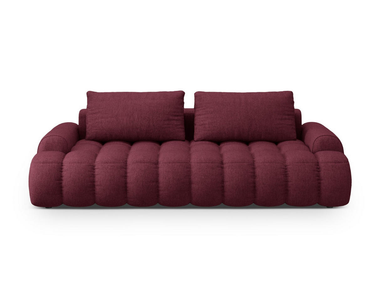 AUSKLAPPBARES-SOFA mit Bettkasten Linz aus strukturiertem Stoff burgundfarben 4 Sitzplätze - Bordeaux, Textil (100/84/250cm) - Cosmopolitan Design