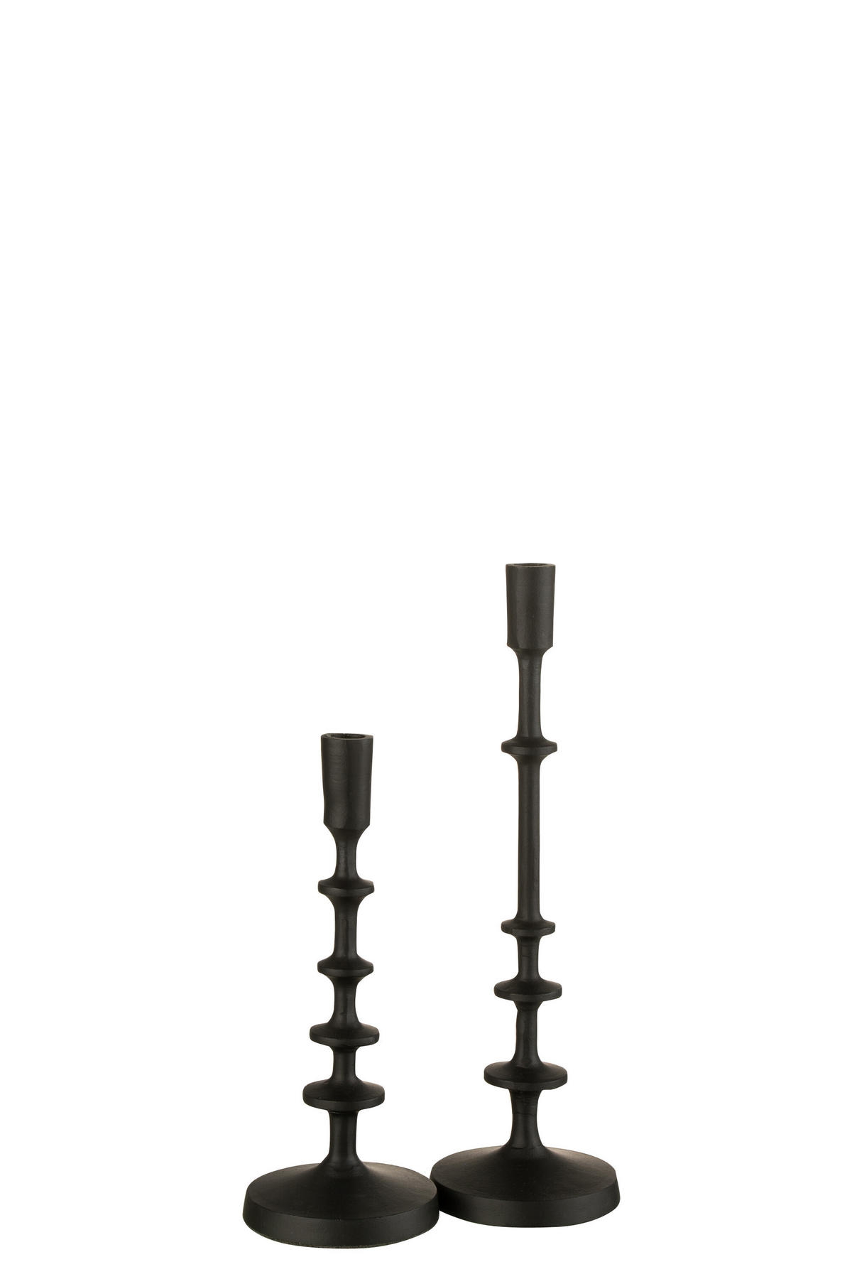 KERZENHALTER IZY - Aluminium - Schwarz - L - Schwarz, Metall (12.5/42cm) - J-Line