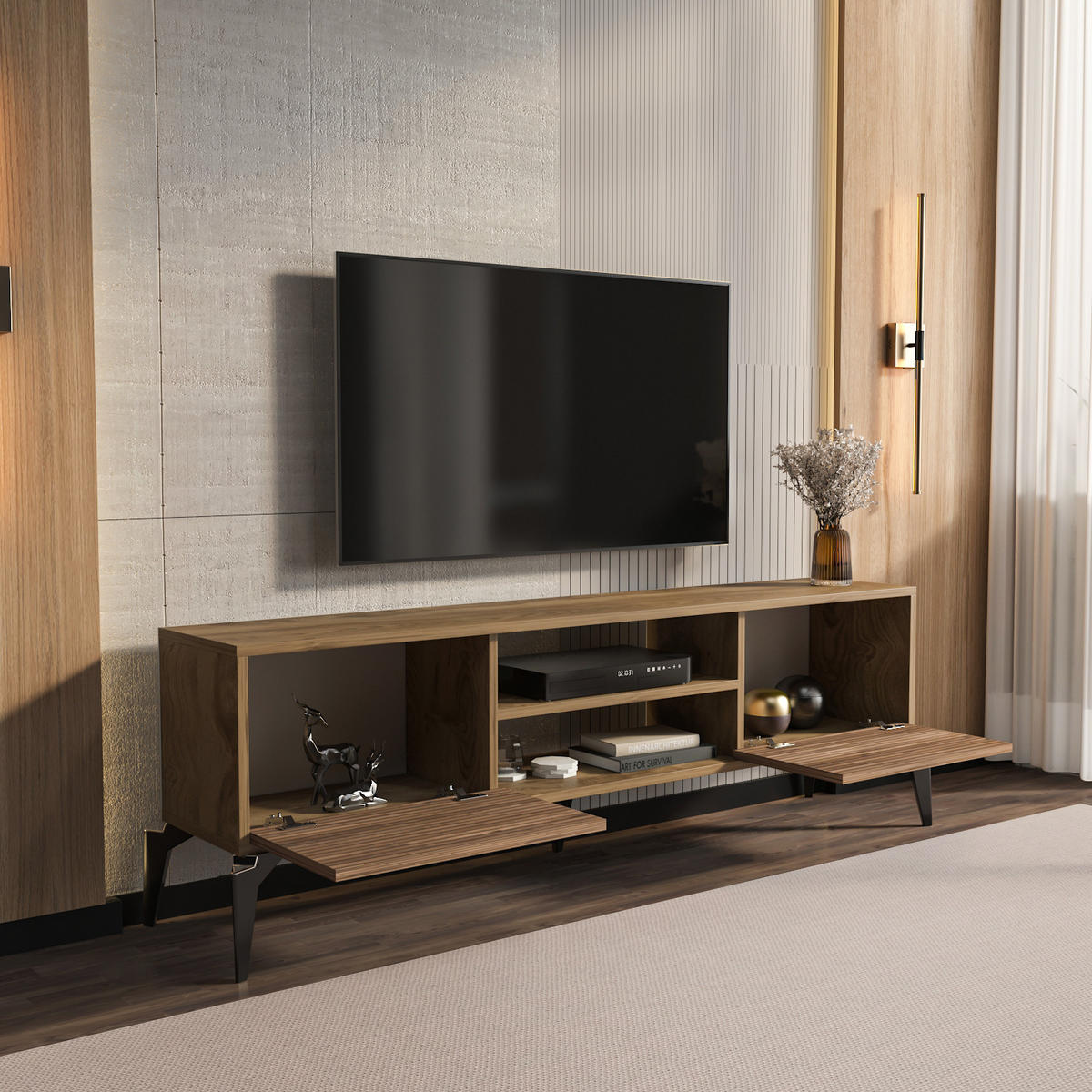 TV-LOWBOARD Lojo - Multicolor, Holzwerkstoff (160/52/29.5cm) - Decorotika