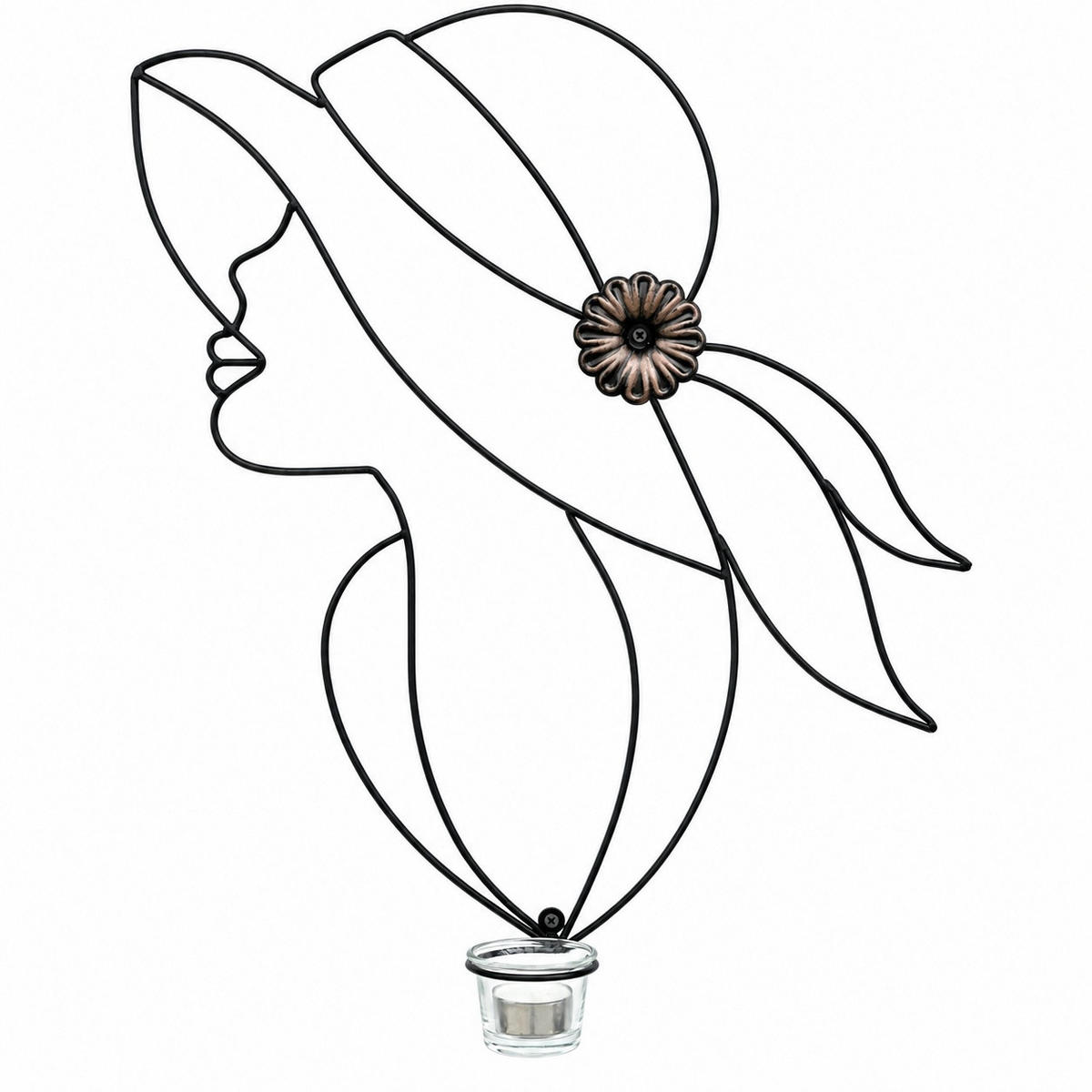 WANDTEELICHTHALTER 1-flammig mit Glas Metall Schwarz 50 cm - Schwarz, Metall (50cm) - DanDiBo