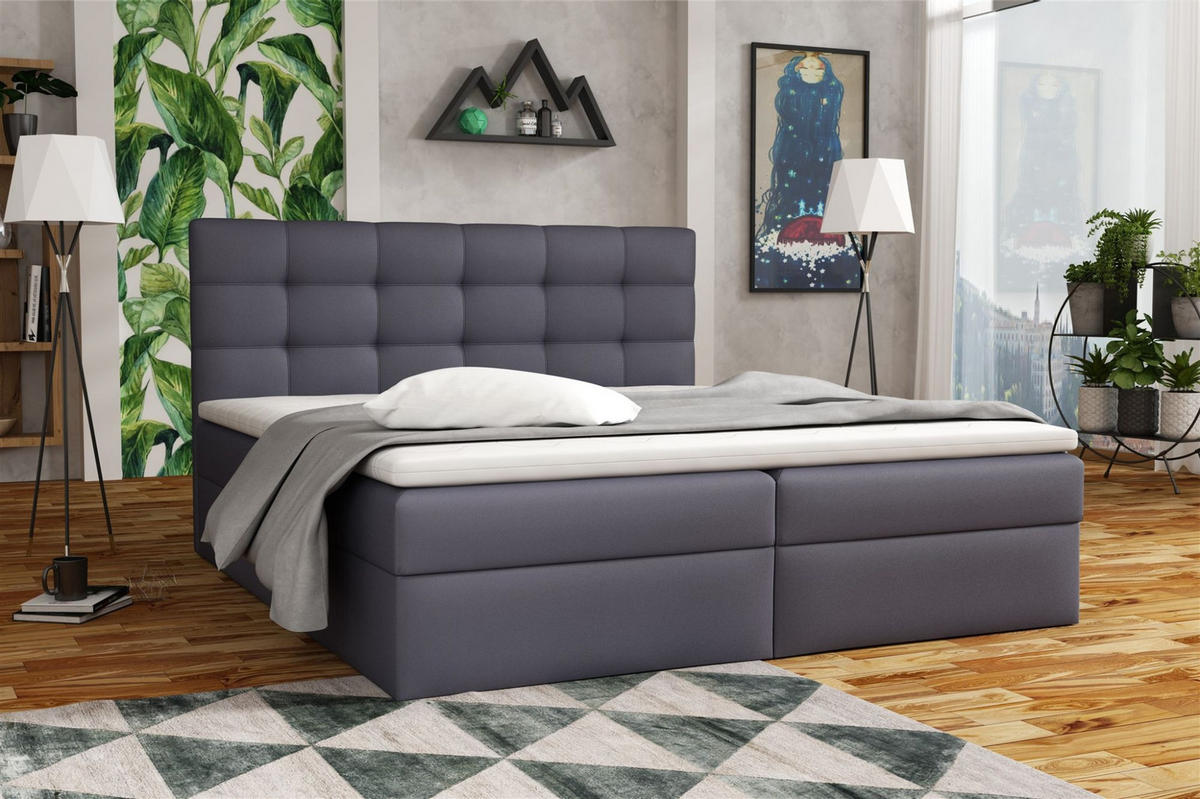 BOXBETT Doriano In Kunstleder Soft - Anthrazit, Holzwerkstoff/Textil (200/200cm) - Fun Möbel