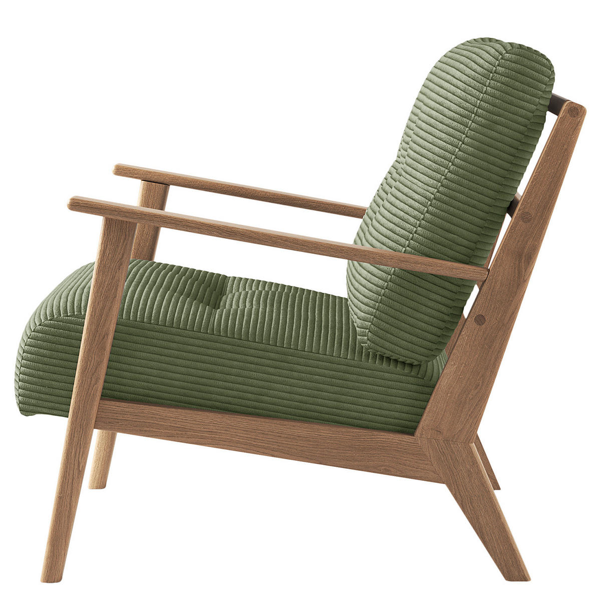 SESSEL - Eichefarben/Grün, Eichenholz/Textil (83/80/75cm) - home24