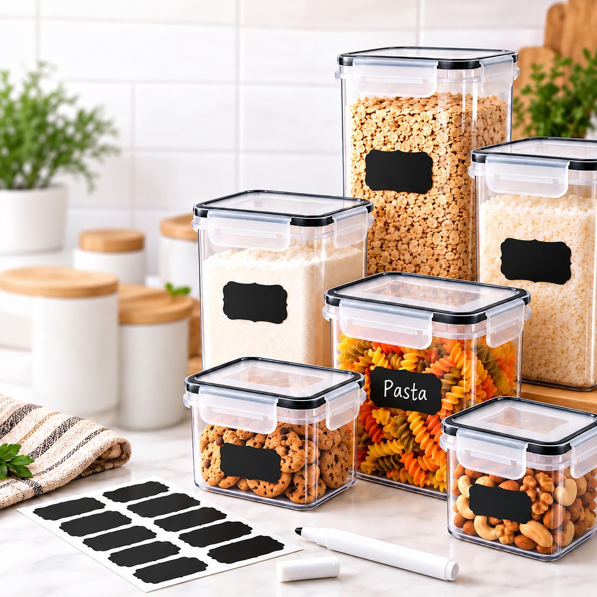 DÓZY Průhledné 8-dílná sada plast - průhledná, plast - Relaxdays