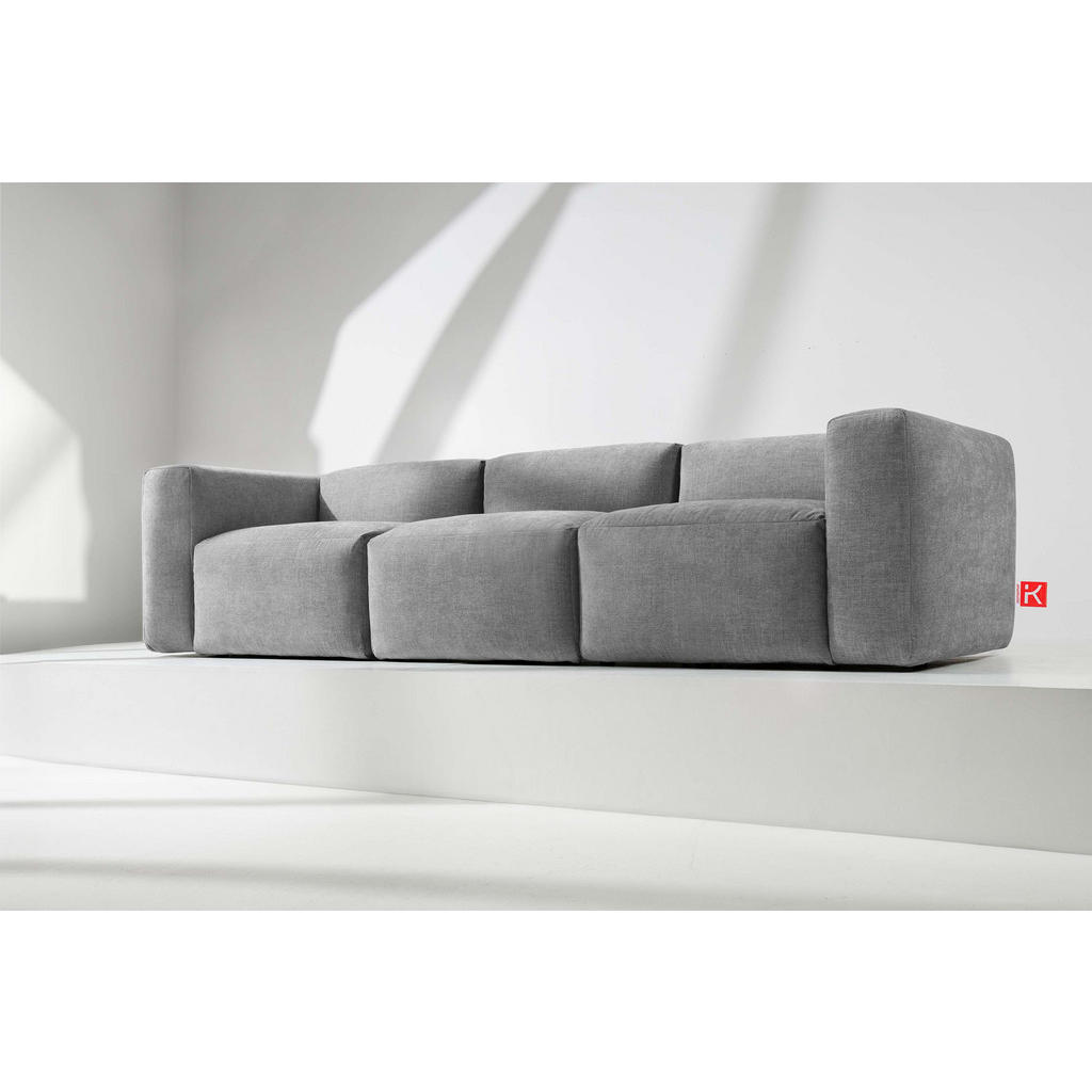 Thumbnail - Konsimo® 3-Sitzer-Modulsofa, Hellgrau, Grau, Textil, einzeln stellbar,Freiform, 290x73x96 cm, Wohnzimmer, Sofas & Couche...