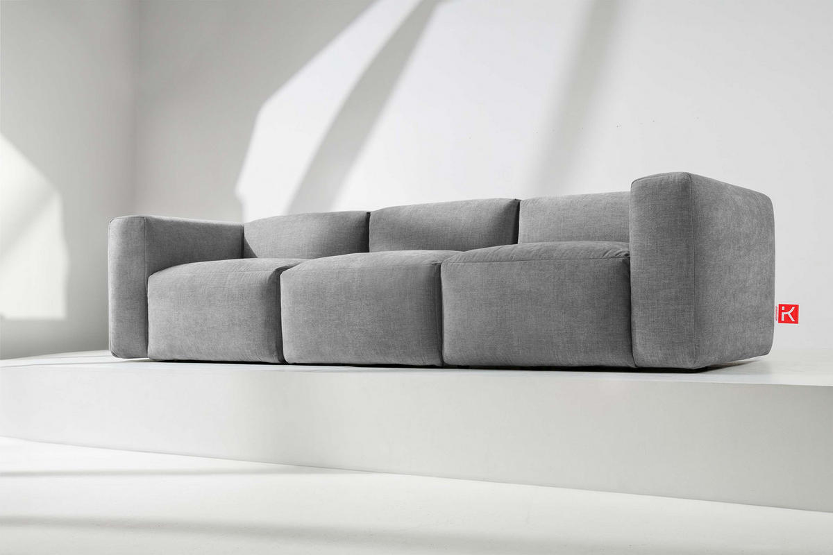 3-SITZER-MODULSOFA BUFFO mit extrem weicher und bequemer Sitzfläche, Gewebestoff, hell aschfahl - Hellgrau/Grau, Textil (290/73/96cm) - KONSIMO®