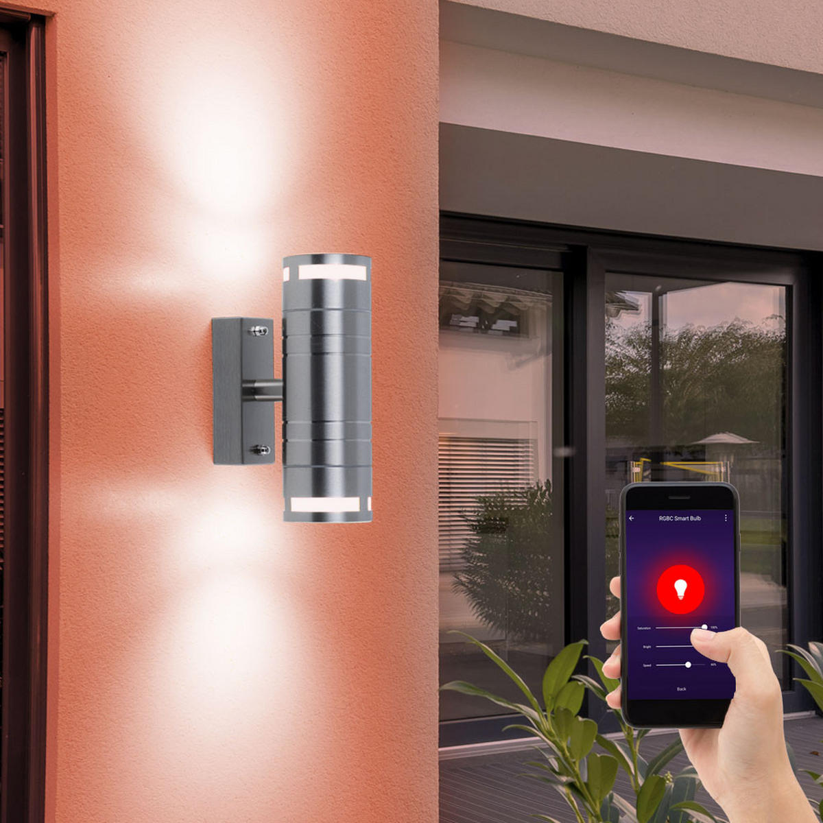 LED AUSSENLEUCHTE Silber gebürstet - Silberfarben, Glas (11/6/17.8cm)