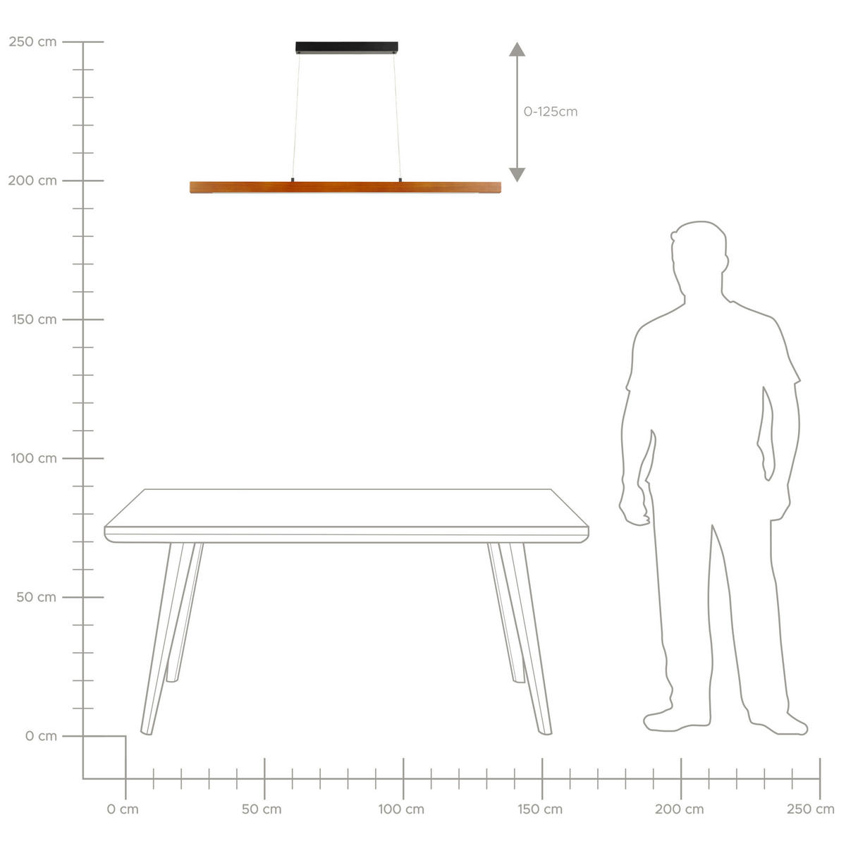 HÄNGELEUCHTE Stewarts 4/115/125 cm - Dunkelbraun, Holz (4/115/125cm) - Beliani