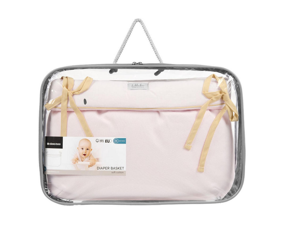 WICKELTASCHE 311080600 rosa Baumwolle, Stickereien, Bindebänder, 33 x 23 x 8 cm, Aufbewahrungskorb - Rosa, Textil (35/7/42cm) - Kikka boo