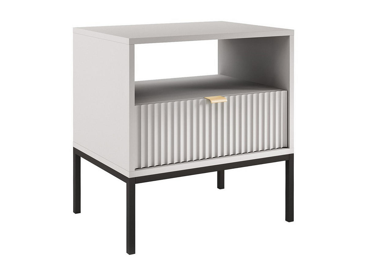 NACHTTISCH mit 1 Schublade & 1 Ablage - Grau - LIOUBA - Hellgrau, Holz (54/56/39cm) - Pascal Morabito