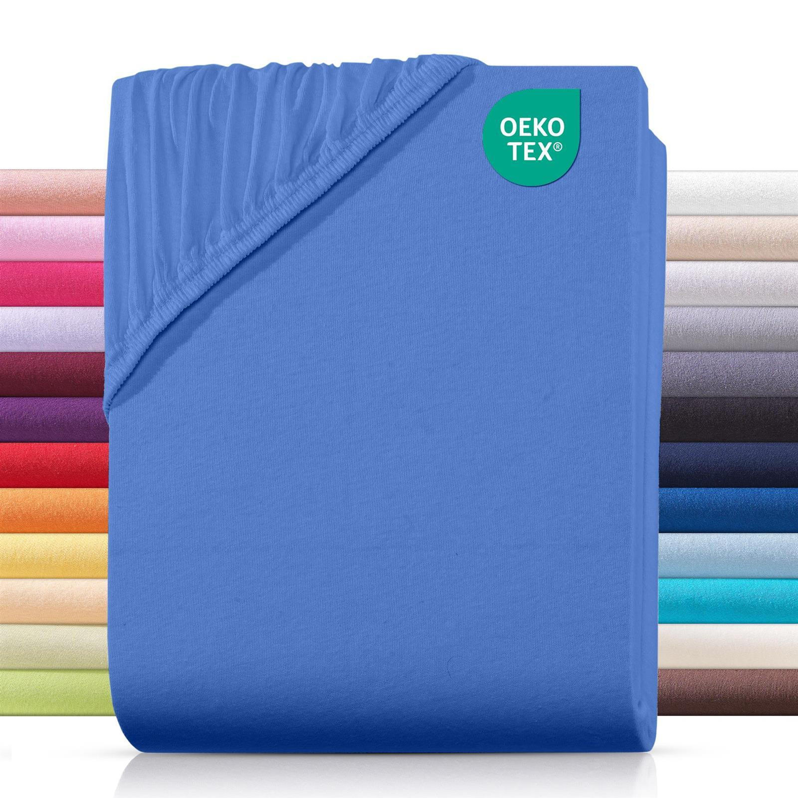 JERSEY-SPANNBETTLAKEN 120x200 cm aus 100% Baumwolle, Bettlaken Royal Blau Uni - Blau, Textil (120/200cm) - Carpe Sonno