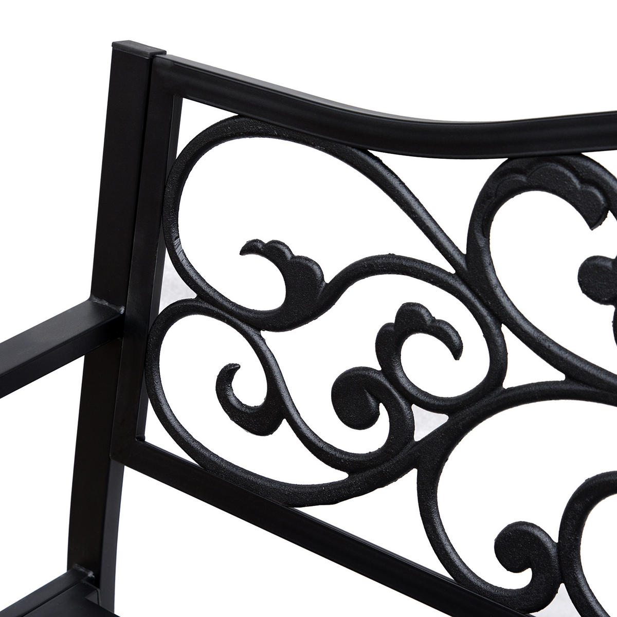 GARTENBANK, 3-Sitzer, Sitzbank, Stahlbank, mit Armlehnen, Stahl, Metall, Schwarz - Schwarz, Metall (60/89/127cm) - Outsunny