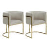 STUHL mit Armlehnen 2er-Set - Samt & Metall - Beige & Goldfarben - PERIA - Beige, Textil (56.5/76/60cm) - Pascal Morabito