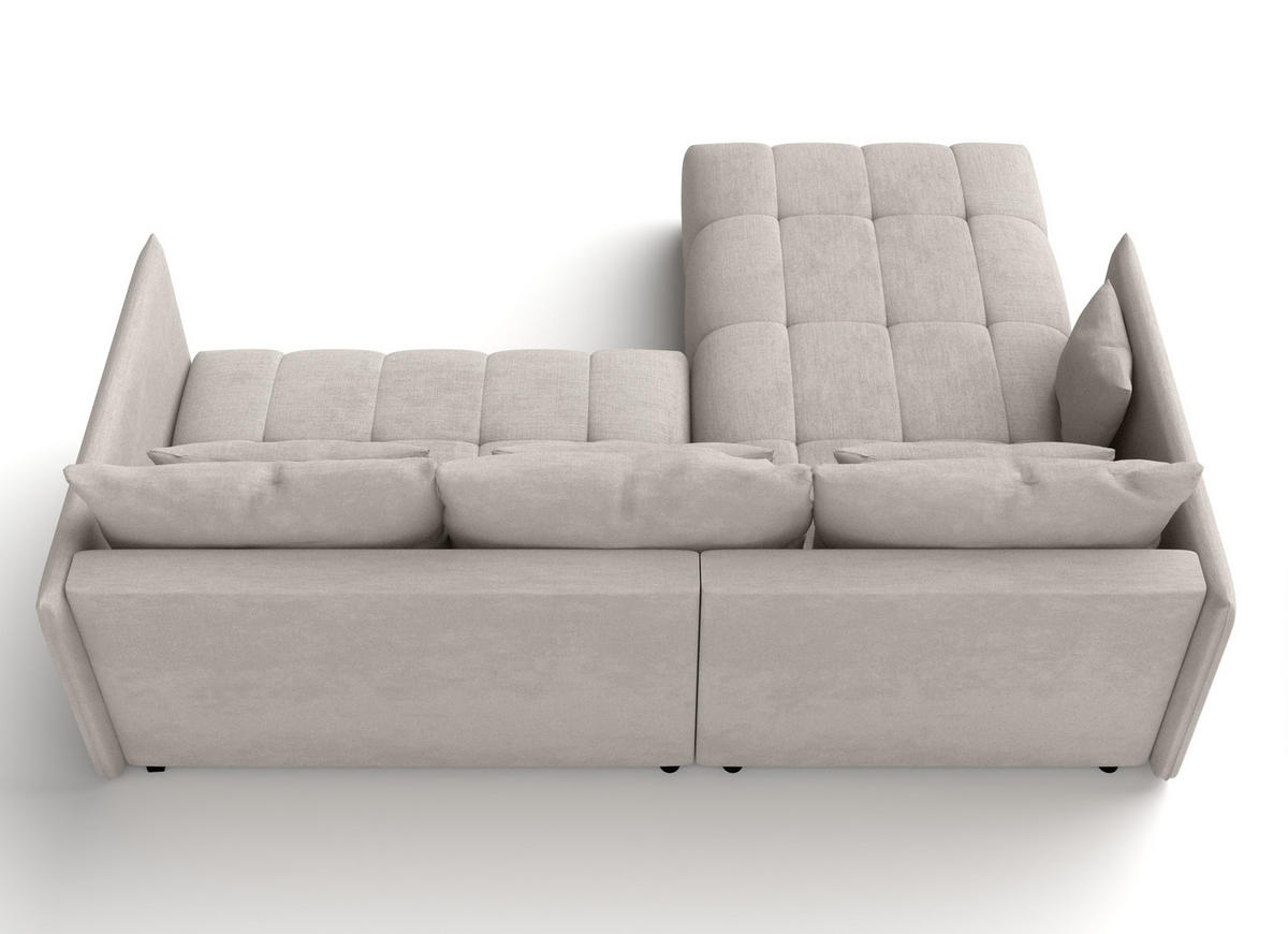 ECKSOFA L Form Gaziante Beige 245/182/83 cm – mit Bettkasten - Beige/Schwarz, Kunststoff/Textil (245/182cm) - AX Living