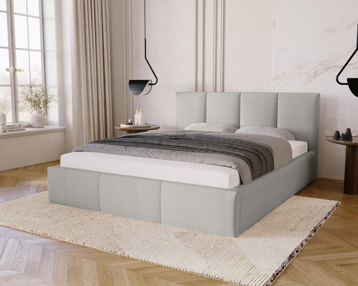 POLSTERBETT Celano Slim 140x200 cm, Grau - Grau, Textil (140/200cm) - Fedve