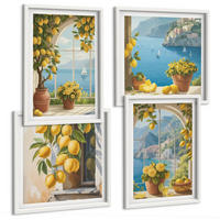 BILDER SET 4er Set - 50x50 cm & 40x60 cm Weißer Rahmen - Meereslandschaften, Zitronen, Fenster - Weiß, Kunststoff (50/50cm) - TULUP