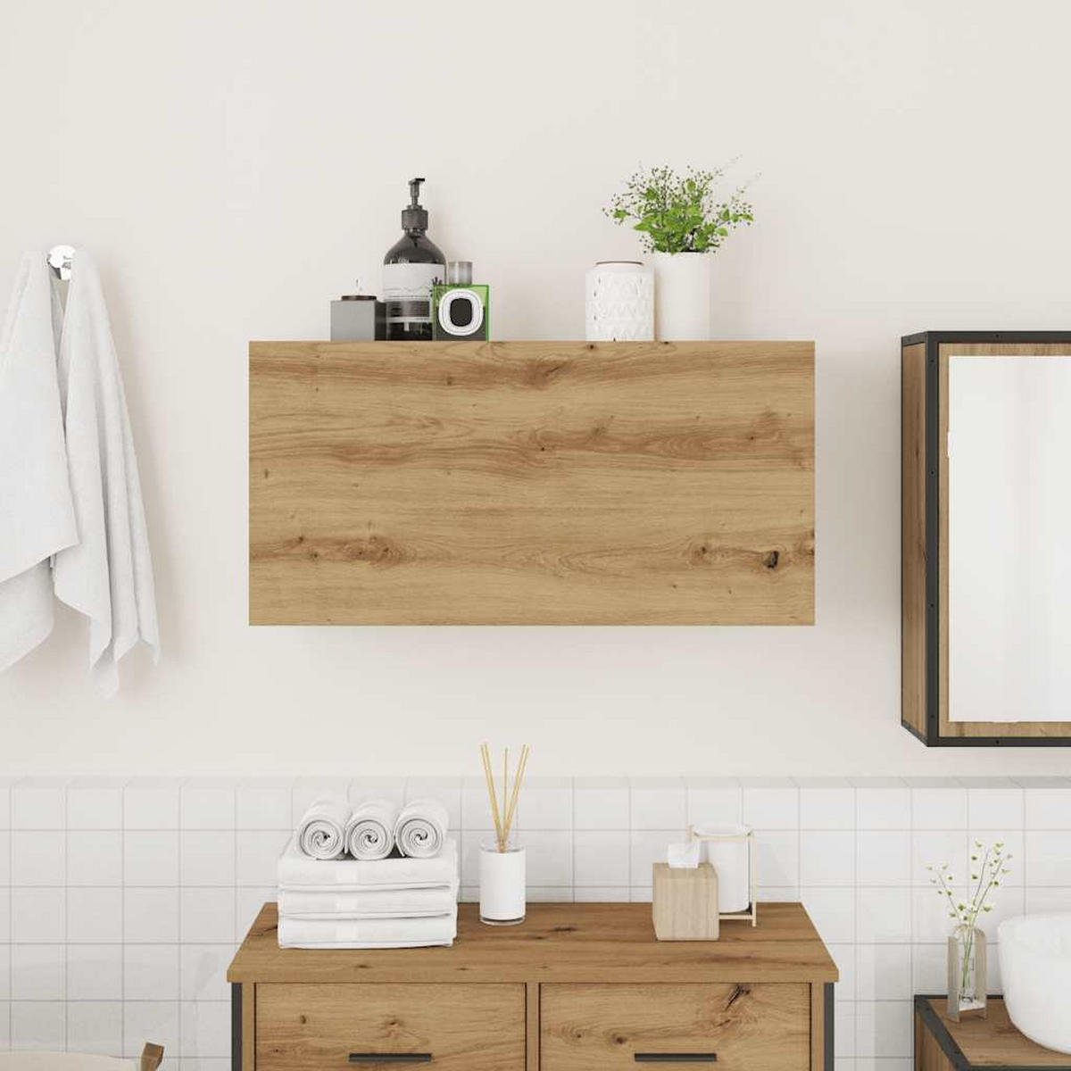 BAD-WANDSCHRANK Artisan-Eiche 80/25/40 Cm Holzwerkstoff - Braun, Holzwerkstoff (25/40/80cm) - vidaXL