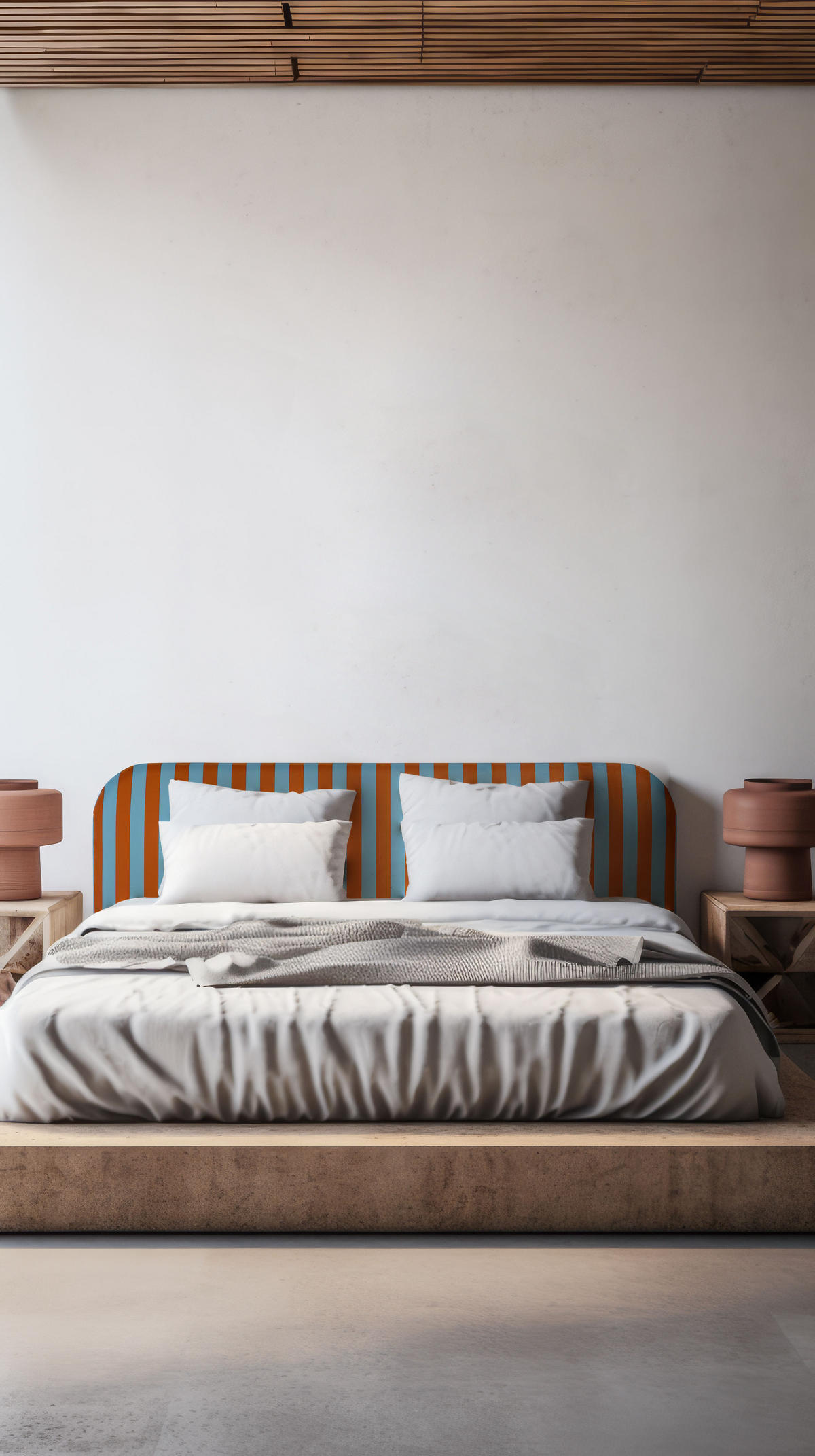 KOPFTEIL Samt, blau/orange 160x97cm EDDIE - Orange, Textil (160/97/8cm) - RNT By Really Nice Things