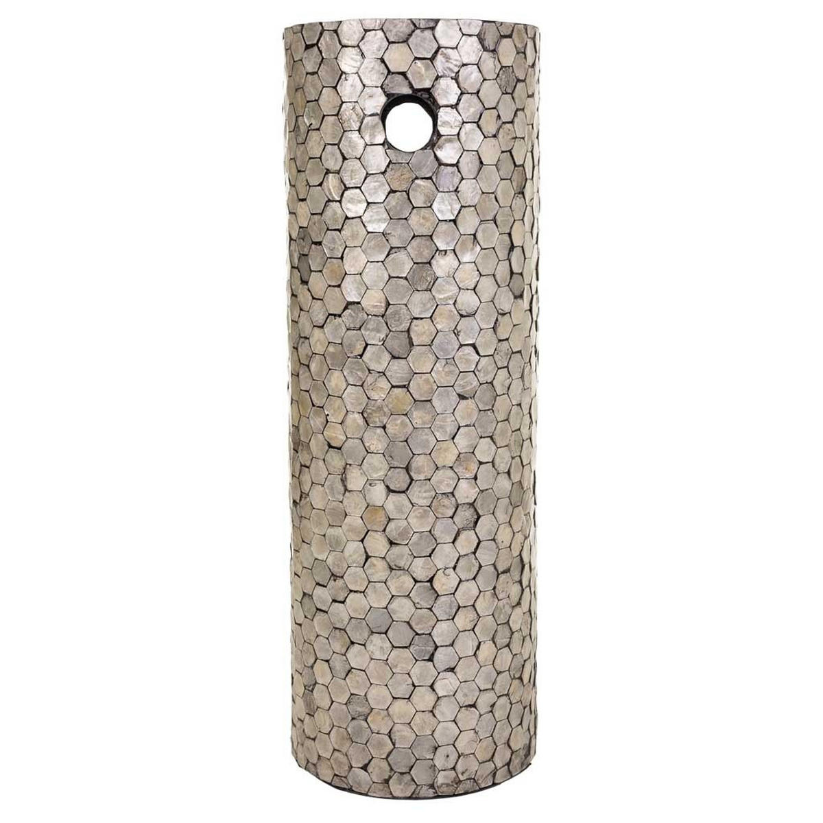 SCHIRMSTÄNDER aus Holz und Capiz, grau, 20x56cm - Grau, Holz (20/56/20cm) - Wanderlust