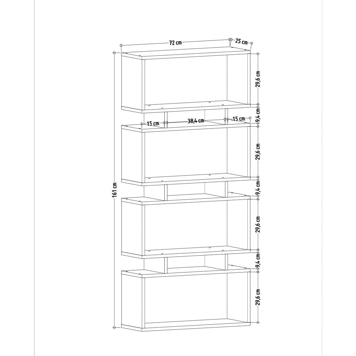REGAL 4 Böden L72 cm - Langdon - Eiche Artisan/Grau, Holzwerkstoff (25/161/72cm) - Calicosy