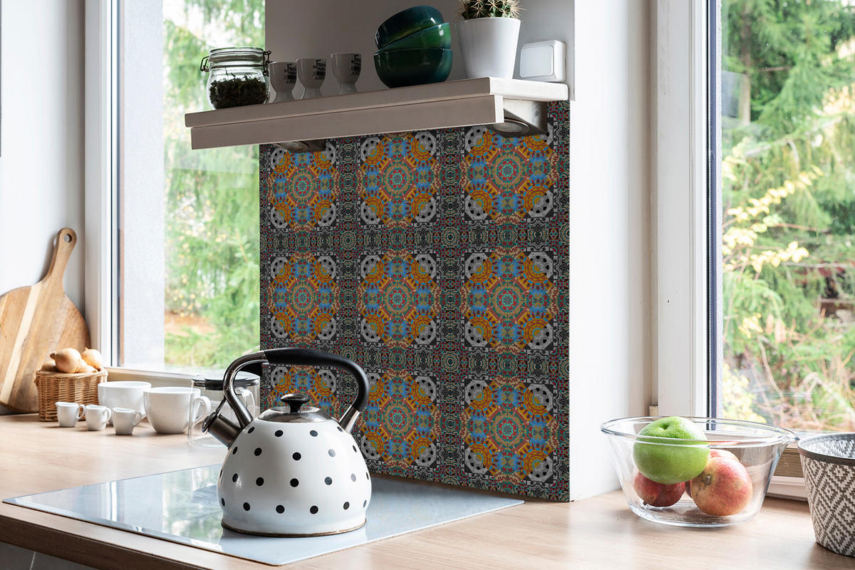 FLIESENAUFKLEBER 9 Stück 30x30 cm selbstklebend Orientalisches Muster - Multicolor, Textil (30/1.6/30cm) - TULUP