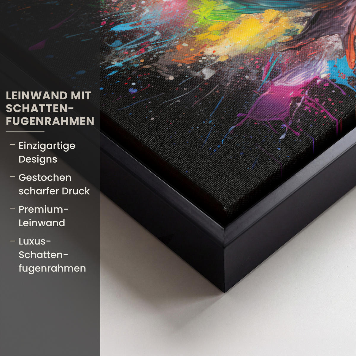 LEINWAND Bilder mit Rahmen - Fußball - Farbe - Farben - Schwarz - Weiß - 40x30 - Weiß, Textil (40/30cm) - MuchoWow