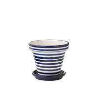 BLUMENTOPF GRANADA STRIPES - Töpferei - Blau - L - Ø 35 cm - Multicolor, Keramik (35/33cm) - J-Line