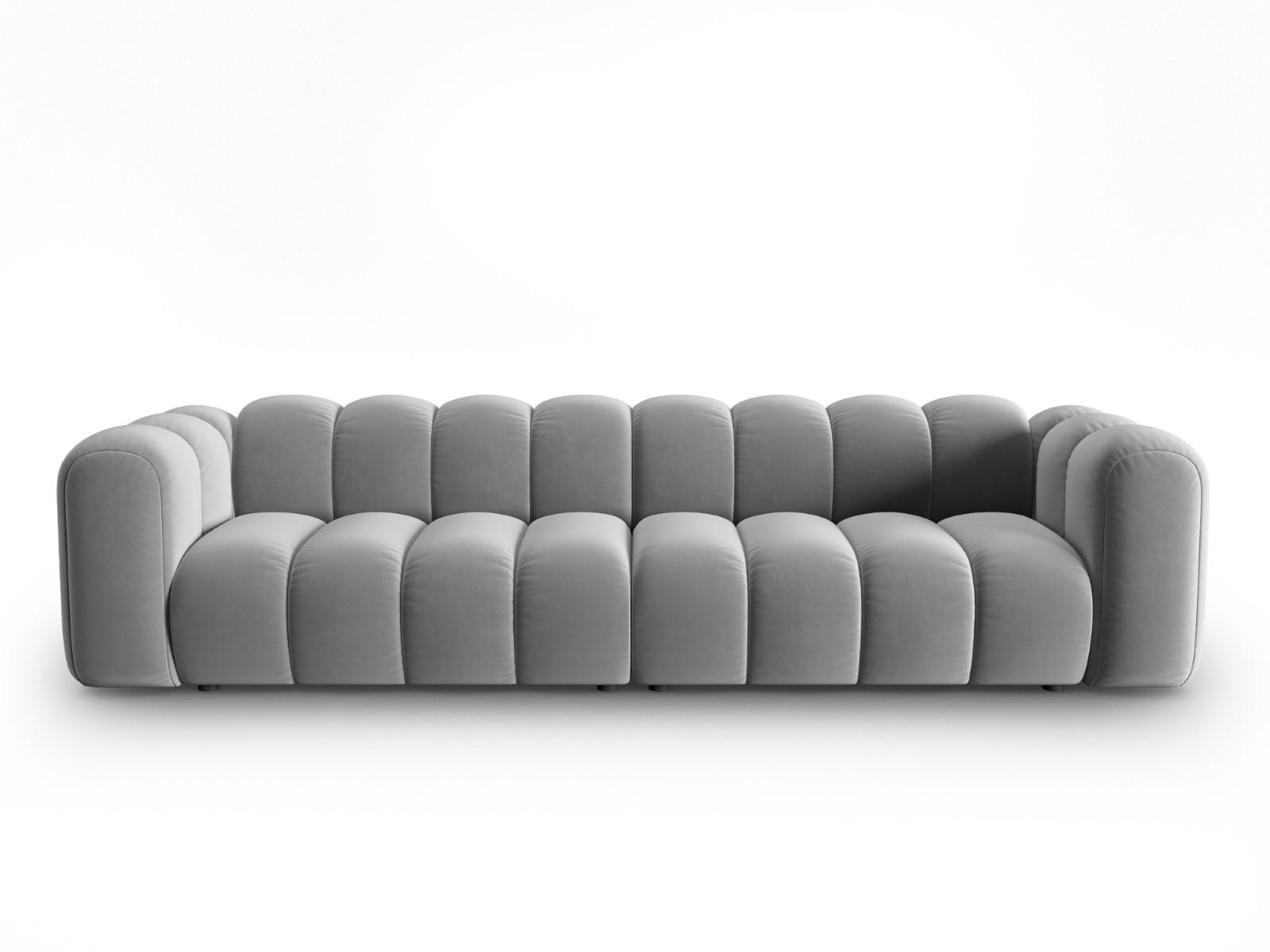 SOFA modular Lupine aus Samt grau 4 Sitzplätze - Grau, Textil (95/70/290cm) - Micadoni