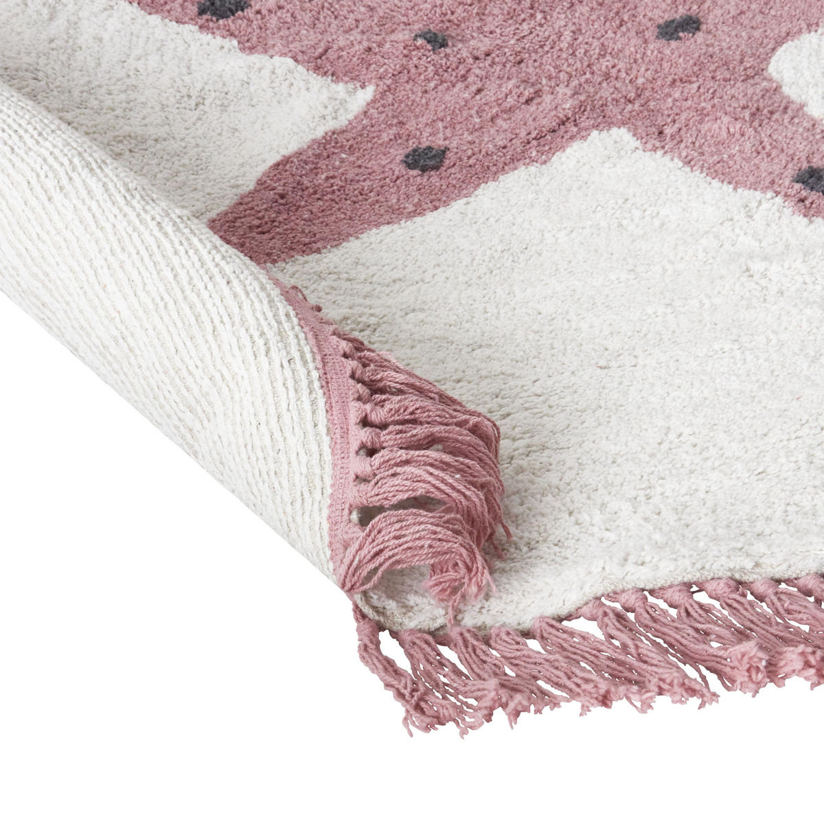KINDERTEPPICH Stars 120/120 cm - Pink/Weiß, Textil (120/120cm) - Beliani