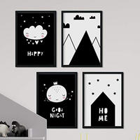 POSTER Set mit 4 „Casita, Mond, Berge und Wolken Herzen“ Tiere A4 Rahmenlos - Klar, Papier (29.7/3cm) - Nacnic